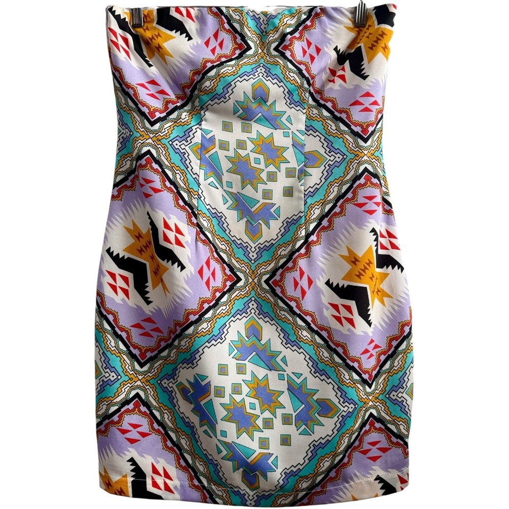 Revolve Naven Strapless Geometric Mini Dress Southwest Print Size Small $228